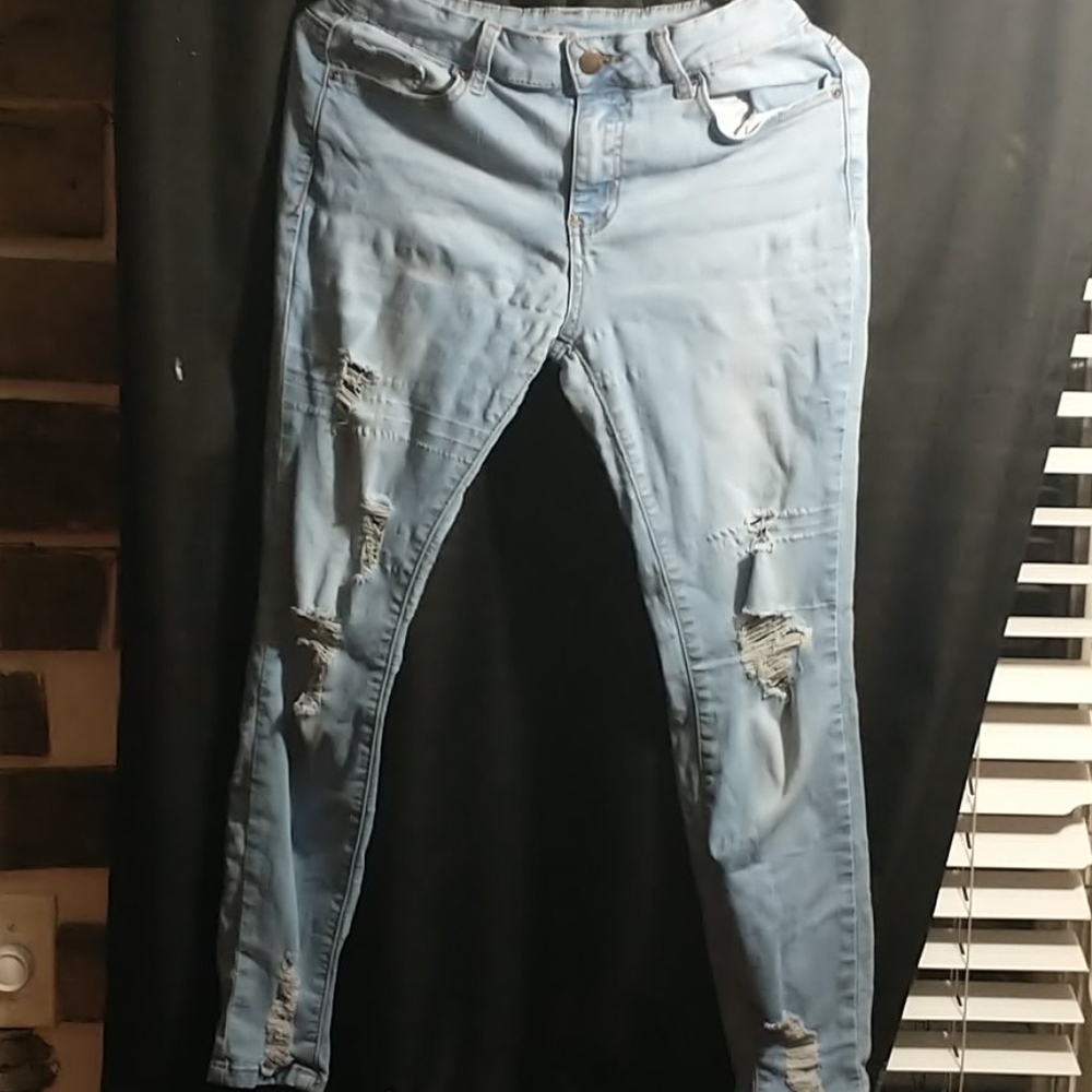 Cut blue jeans